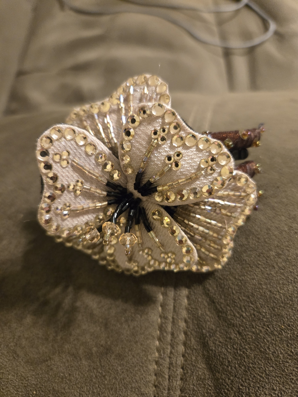 Rose Gold Sequin Floral Hair Clip for Women